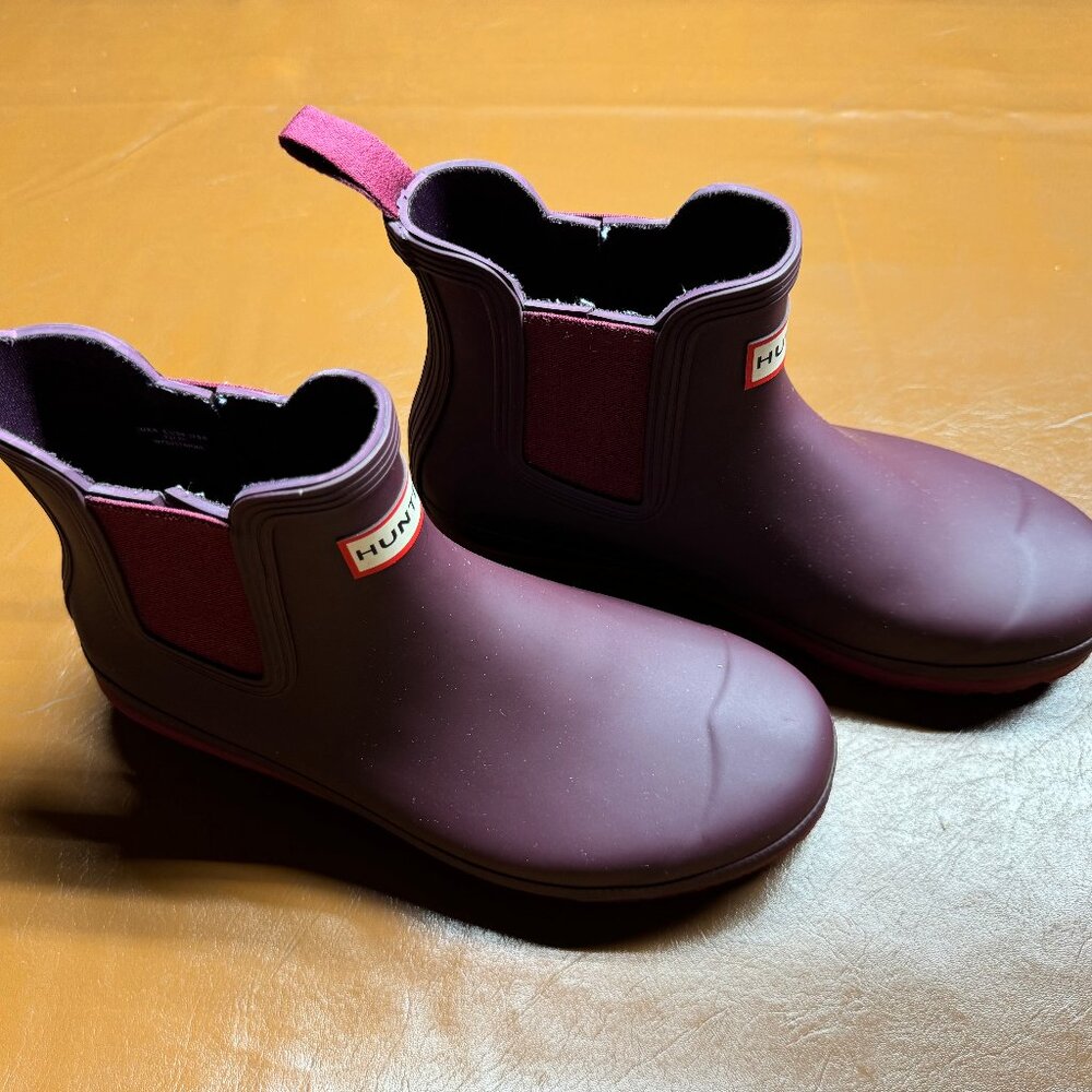Hunter Purple Size 8 Short Rubber Boots